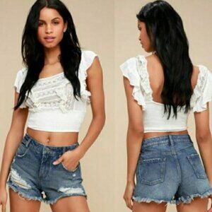 RVCA Boyfriend style blue jean shorts